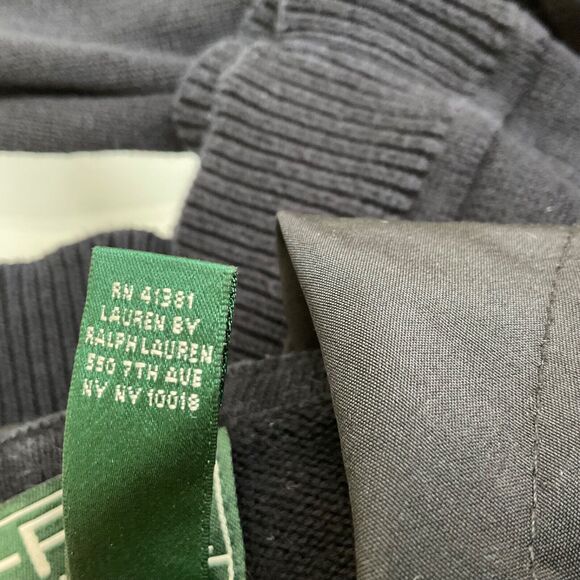 Lauren Ralph Lauren Sweater Jacket women’s M Hooded Full-zip Black w Orange trim - Picture 6 of 13